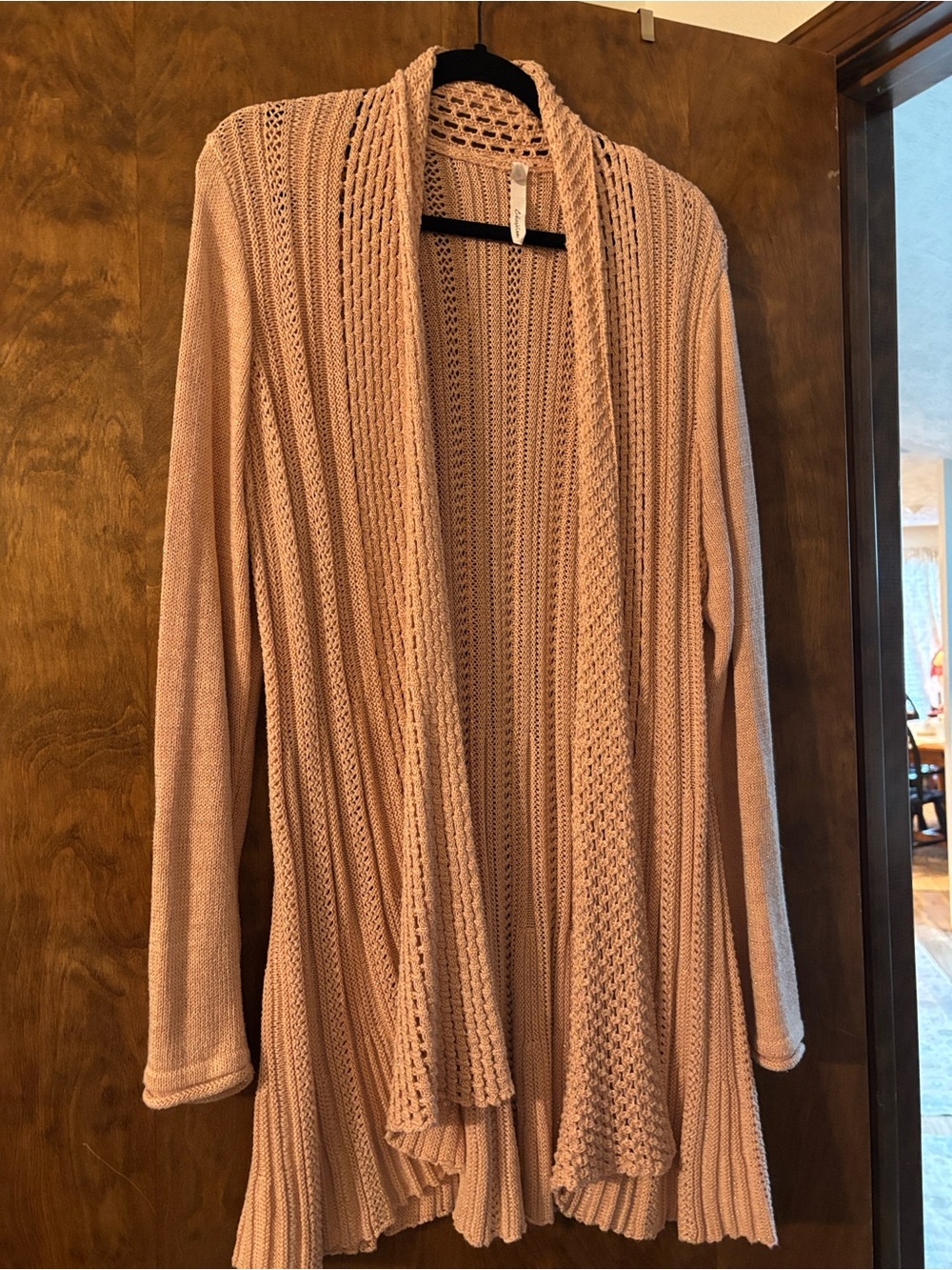 NY Collection Open-Front Knit Cardigan in Blush Pink
